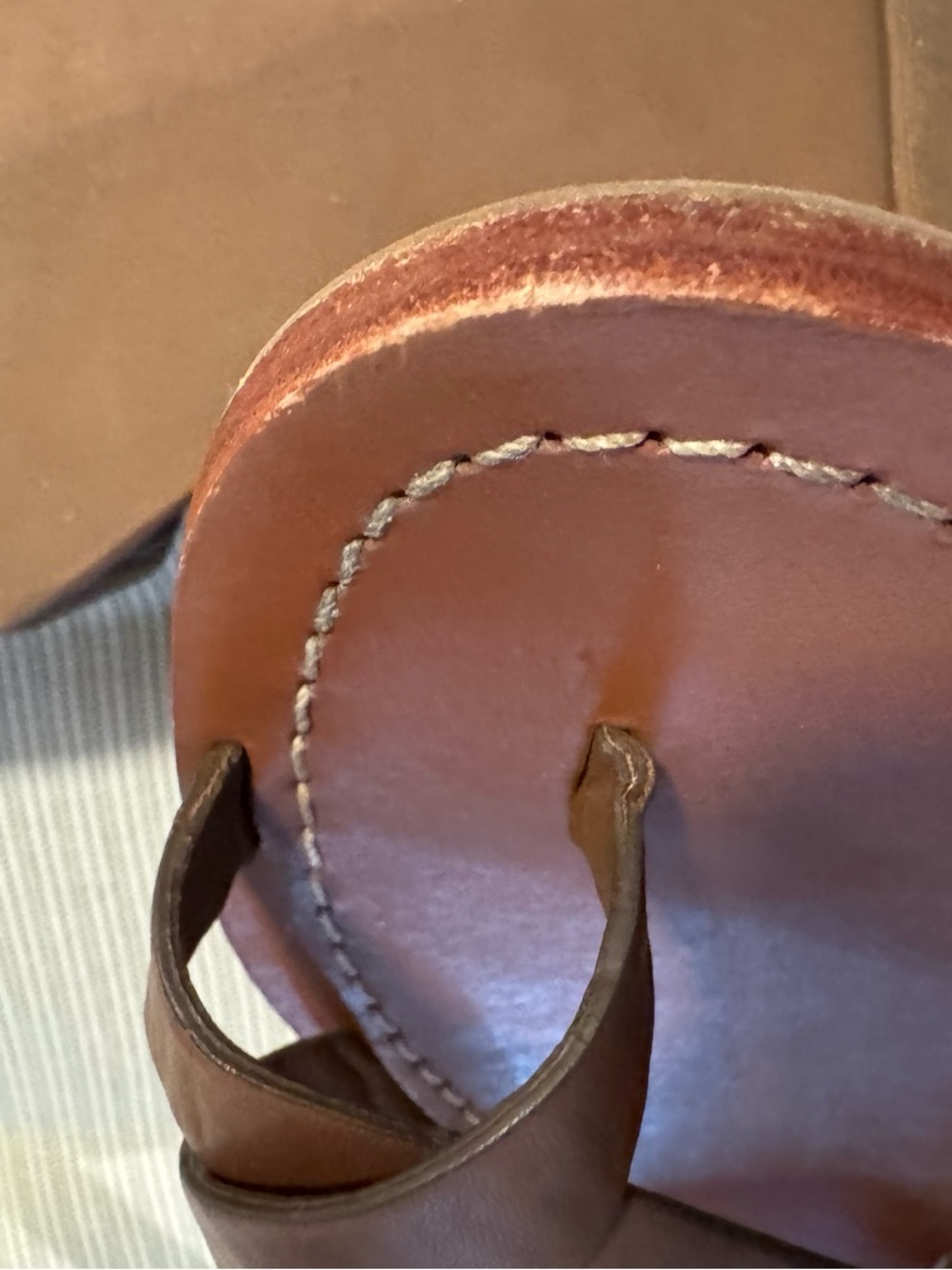 Tory Burch Sandals Womens 7 Patos Strappy Brown Leather Toe Thong Flats Slip On - Picture 4 of 11